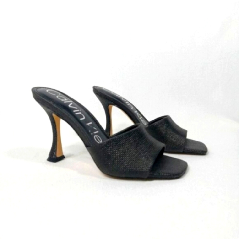 CALVIN KLEIN Bradon Sandal Slip-one Heeled Slide In Black Womens Size 5